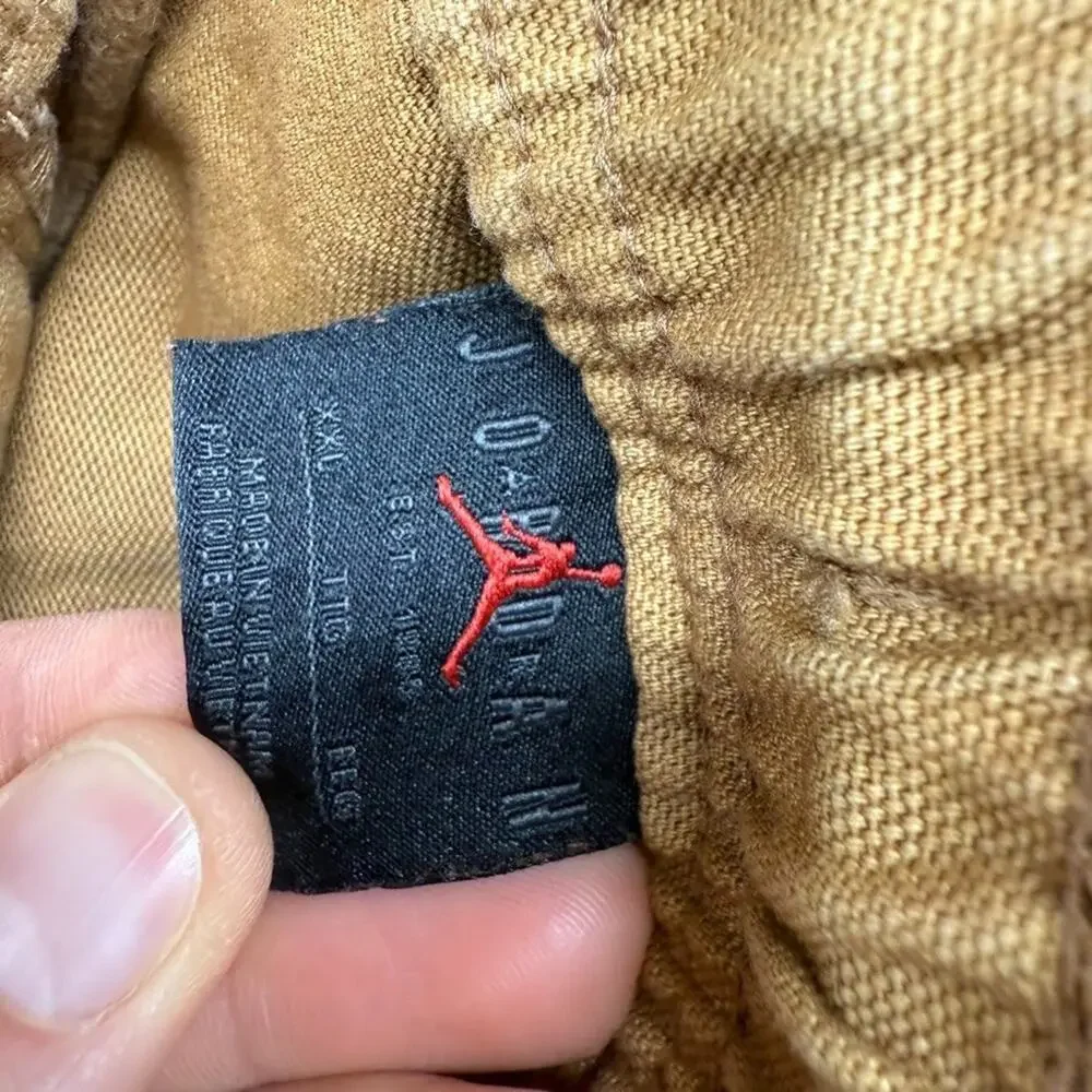 Jordan Pants Men's 2XL Brown Canvas Cargo Washed Chicago Elastic Waist Faded